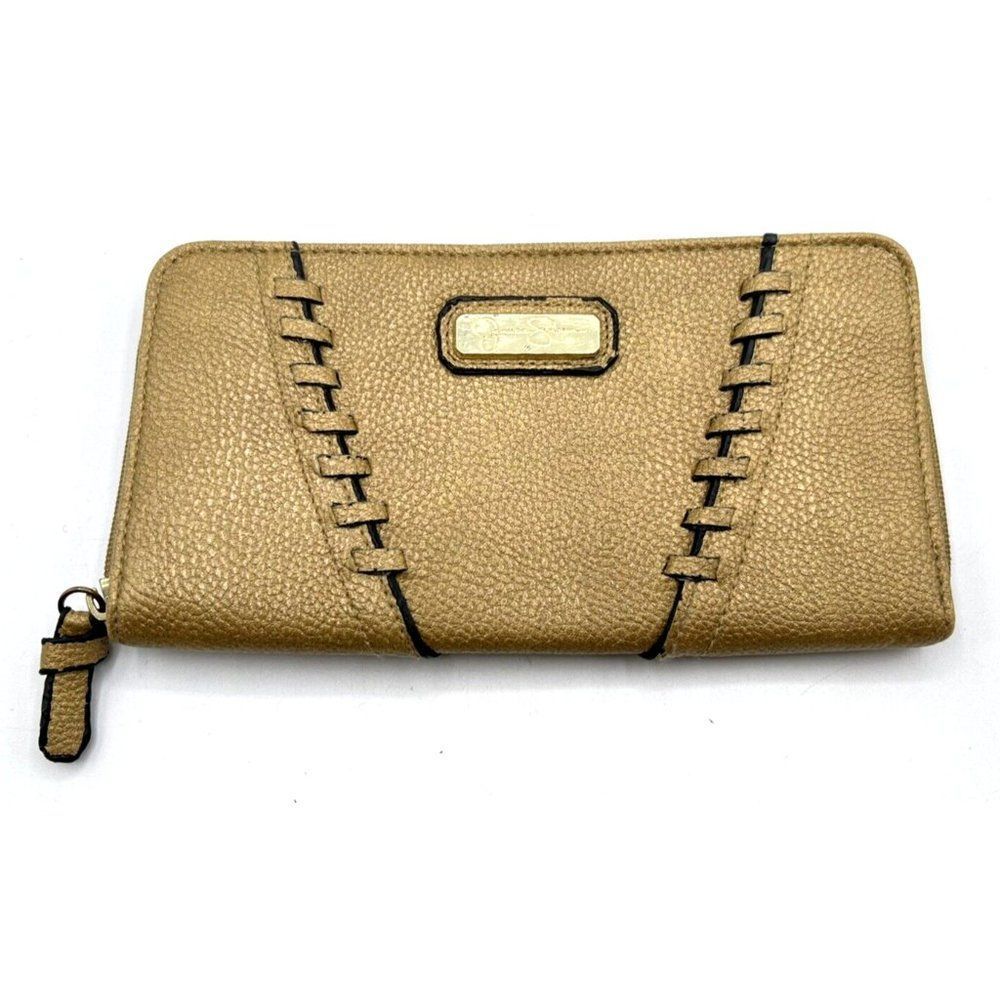 Jessica Simpson Brown Zip Around Wallet Clutch Organizer Small Size